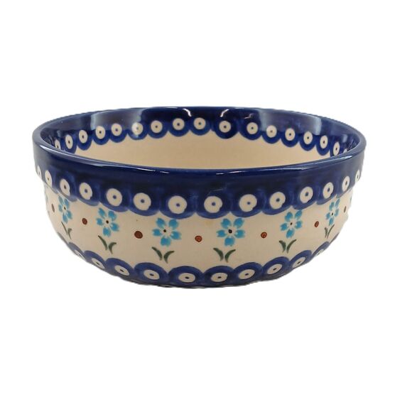 Boleslawiec Ceramic Blue Floral Bowl Soup/Cereal Handmade in Poland 9d - Picture 4 of 12